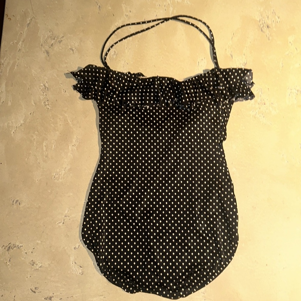 SALE! Rare Bill Blass retro Vintage retro polka dot ruffle one piece swim suit - Picture 4 of 5